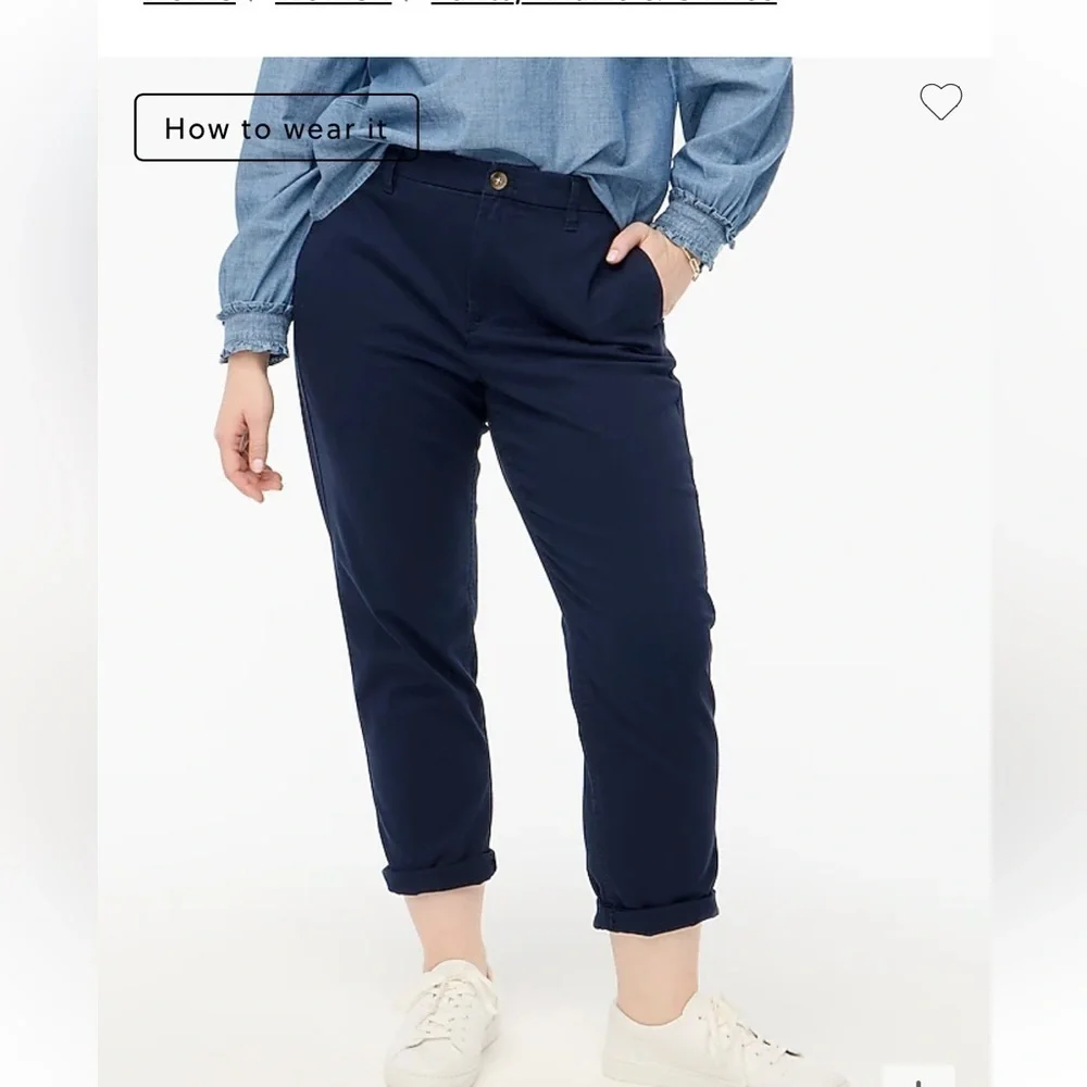 J Crew Navy Blue Petite 12 High Rise Girlfriend Chino Pants